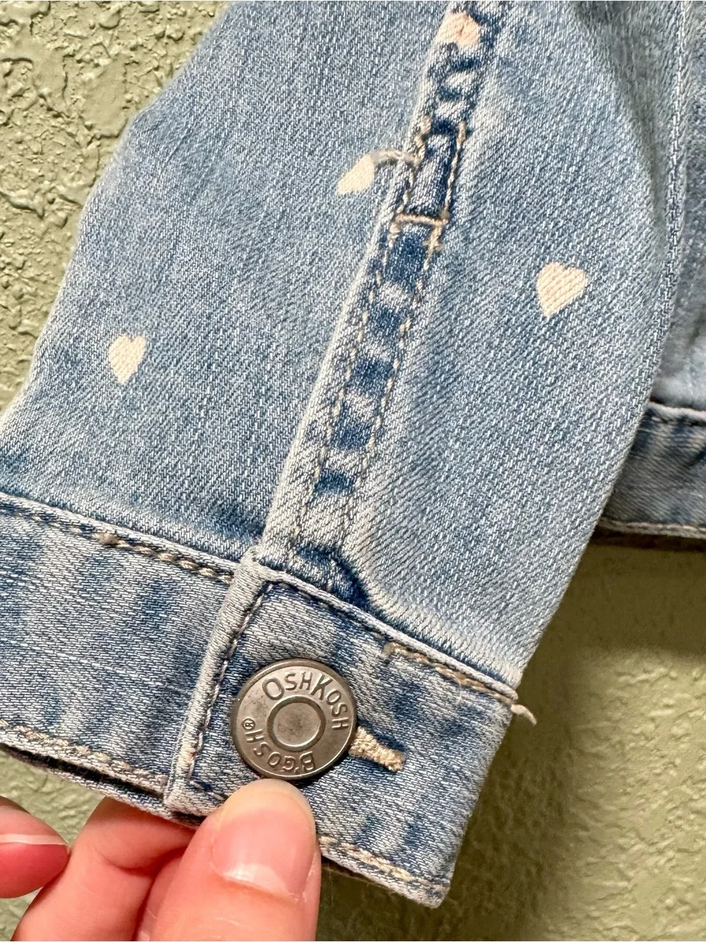 OshKosh B'gosh Light Blue Denim Jacket with Pink Heart Print NWT 2T
